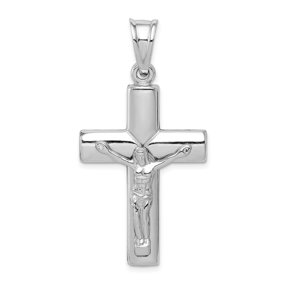 Million Charms 925 Sterling Silver Rhodium-Plated Hollow Latin Crucifix Pendant